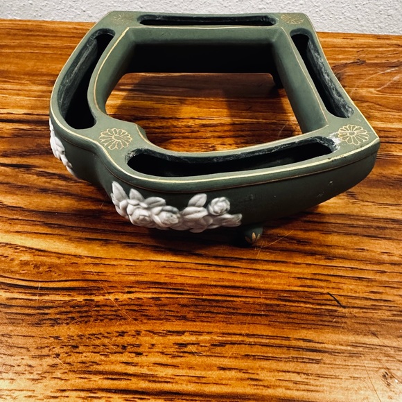 Vintage Jasperware Flower Ring Green Footed No Chips/Cracks - Picture 4 of 9